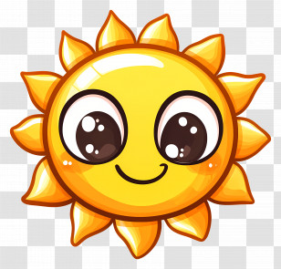 Kawaii Sun - Smiling Cartoon Sun Illustration Transparent PNG