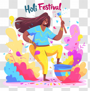 Holi Festival - Holi Festival With Colorful Celebration Transparent PNG