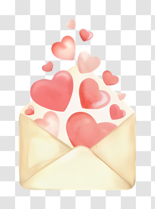 Mail - Romantic Envelope With Floating Hearts Transparent PNG