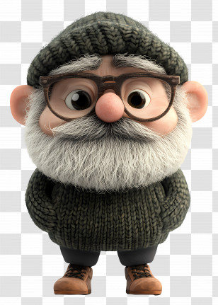 Cartoon Old Man - Old Man With Glasses Transparent PNG