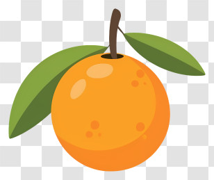 Cartoon - Orange Fruit With Green Leaves Transparent PNG