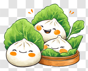 National Bao Day - Happy Dumplings With Leaves Transparent PNG
