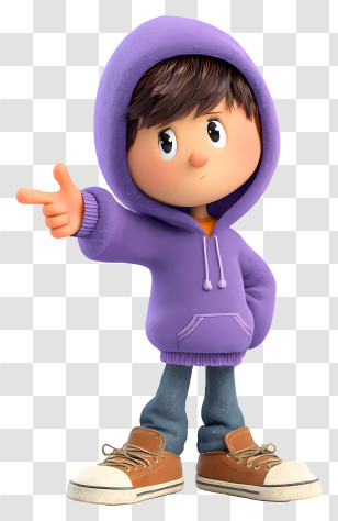 Boy In Hoodie Pointing - Boy In Purple Hoodie Pointing Transparent PNG
