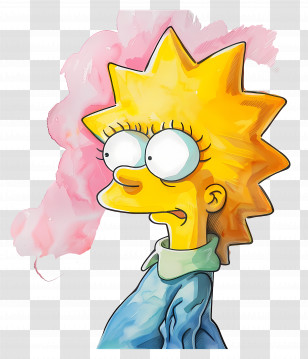 Maggie Simpson - Cartoon Girl With Yellow Hair And Blue Dress Transparent PNG