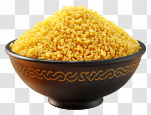 African Food - Couscous In Black Bowl Transparent PNG