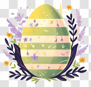 Easter Egg - Decorated Easter Egg With Flowers Transparent PNG