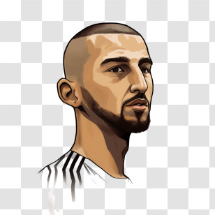 Karim Benzema - Cartoon Portrait Illustration Of A Man Transparent PNG