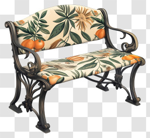 Garden Bench - Decorative Floral Bench For Garden Transparent PNG