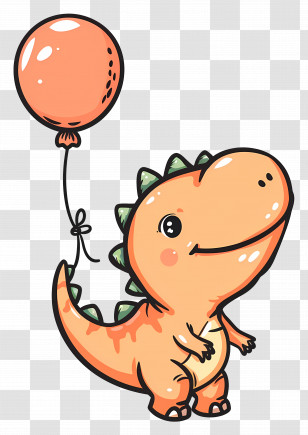 Cartoon Dinosaur - Cute Cartoon Dinosaur Holding Balloon Transparent PNG