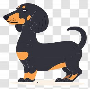 Animated Dog - Black Dachshund Cartoon Illustration Transparent PNG