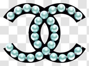 Chanel Logo - Black Interlocking Cs Logo With Pearls Transparent PNG