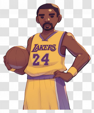 Kobe Bryant - Cartoon Basketball Player Holding A Ball Transparent PNG