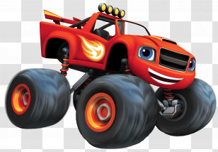 Blaze - Red Monster Truck Cartoon Illustration Transparent PNG