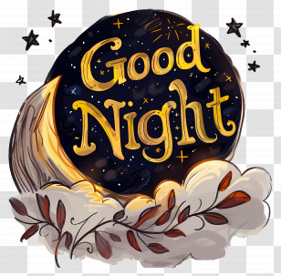 Good Night - Good Night Illustration With Moon And Stars Transparent PNG