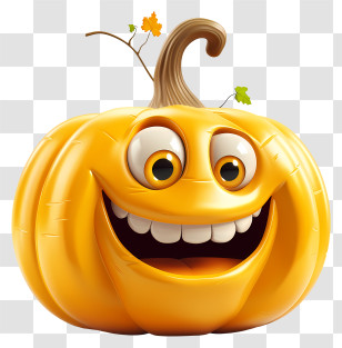 3d Cartoon Vegetable - Happy Pumpkin Cartoon With A Smile Transparent PNG