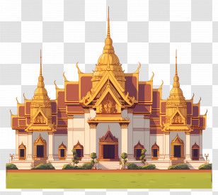 Thailand Grand Palace - Golden Temple Cartoon Drawing Transparent PNG