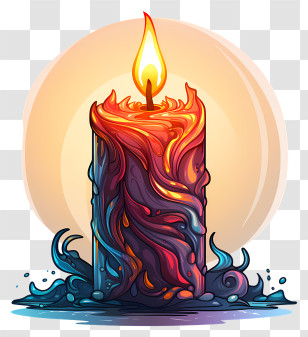 Candlelight - Colorful Candle With Flame Transparent PNG