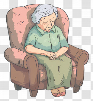 Tired Old Woman - Elderly Woman Resting In An Armchair Transparent PNG