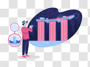 Singapore Skyline - Tourist Taking Photo Of Landmark Transparent PNG