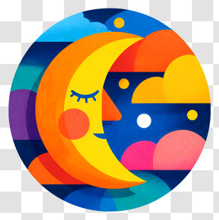 Sleep Icon - Colorful Moon In The Night Sky Transparent PNG