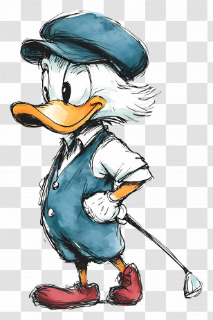 Donald Duck - Duck With Golf Club Illustration Transparent PNG