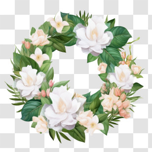 Gardenia Flower Wreath
 - Floral Wreath With White Flowers Transparent PNG