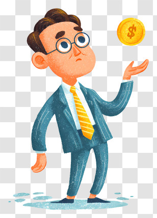 Man With Dollar Coin - Businessman Tossing Coin Transparent PNG