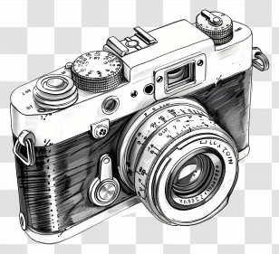 Camera - Vintage Camera Drawing In Artistic Style Transparent PNG