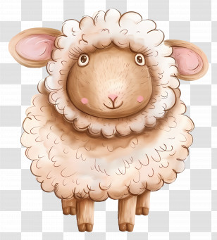 Cute Sheep - Cute Fluffy Cartoon Sheep Illustration Transparent PNG