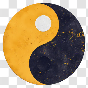 Yin Yang - Yellow And Black Yin Yang Symbol With Grunge Texture Transparent PNG
