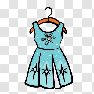 Cartoon Dress - Winter-Themed Blue Dress With Snowflakes Transparent PNG
