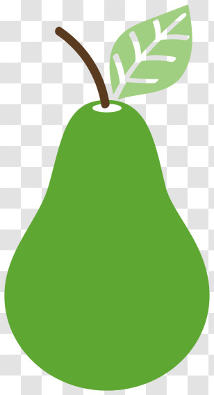 Green Pear - Green Pear Illustration With Leaf Transparent PNG