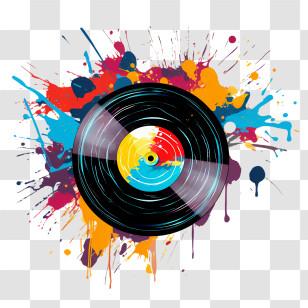 National Vinyl Record Day - Vinyl Record With Colorful Splashes Transparent PNG