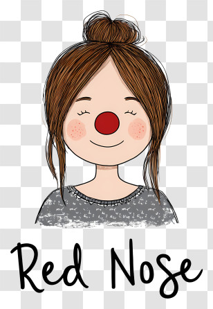 Red Nose Day - Red Nose Girl Illustration Transparent PNG