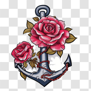 World Maritime Day - Anchor And Roses Tattoo Artwork Transparent PNG