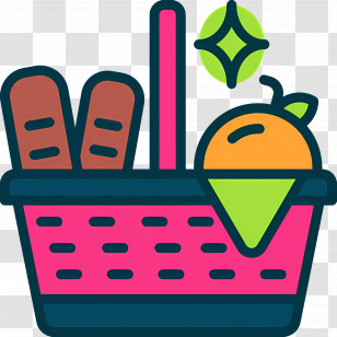 Food Gift Baskets - Grocery Basket With Bread And Orange Transparent PNG