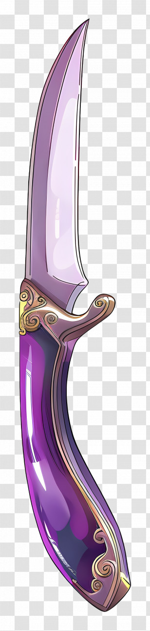 Knife - Purple Curved Knife With Ornate Handle Transparent PNG