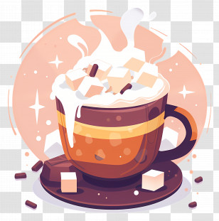 Hot Chocolate - Hot Chocolate Drink With Milk Splash In Watercolor Style Transparent PNG