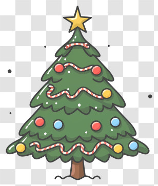 Christmas Tree - Cartoon Christmas Tree With Ornaments Transparent PNG