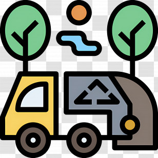 Recycle Car - Garbage Truck With Trees Transparent PNG