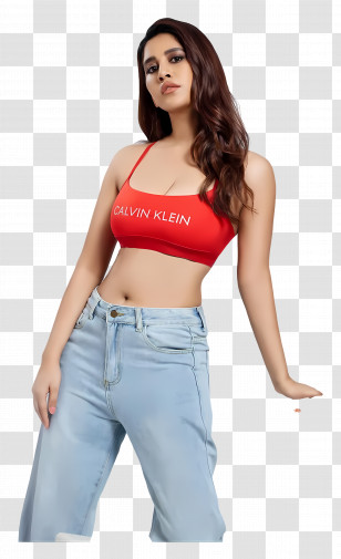 Nabha Natesh - Fashion Model In Red Top Transparent PNG
