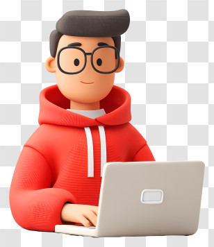 Man Online Shopping - Young Man In Red Hoodie With Laptop Transparent PNG