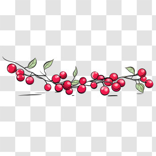 Red Cranberries - Red Berries On Branch With Leaves Transparent PNG