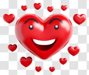 Emoji - Smiling Cartoon Red Heart With Happy Expression Transparent PNG