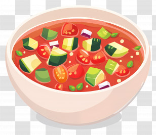 Gazpacho - Bowl Of Vegetable Soup With Fresh Ingredients Transparent PNG