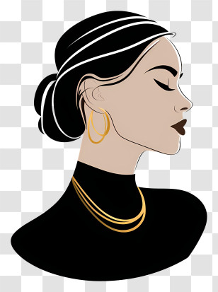 Minimalist Line Art Face - Stylish Woman Profile Transparent PNG