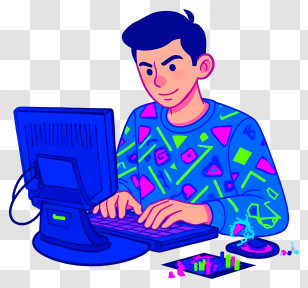 Man Coding On Desktop - Person At Computer Transparent PNG