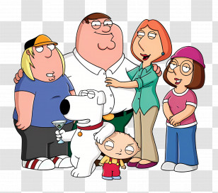 Griffin Family - Cartoon Family Group With Dog Transparent PNG
