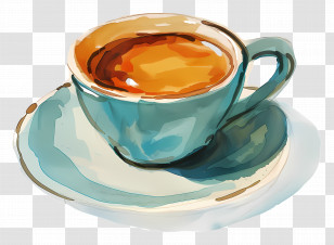 Cup Of Coffee - Watercolor Style Coffee Cup With Espresso Transparent PNG