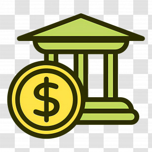 Money - Simplified Bank Icon With A Dollar Sign Transparent PNG